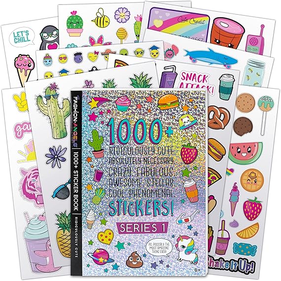 Fashion Angels 1000+ Ridiculously Cute Stickers for Kids - Fun Craft Stickers for Scrapbooks, Planners, Gifts and Rewards, 40-Page Sticker Book for Kids Ages 6+ and Up