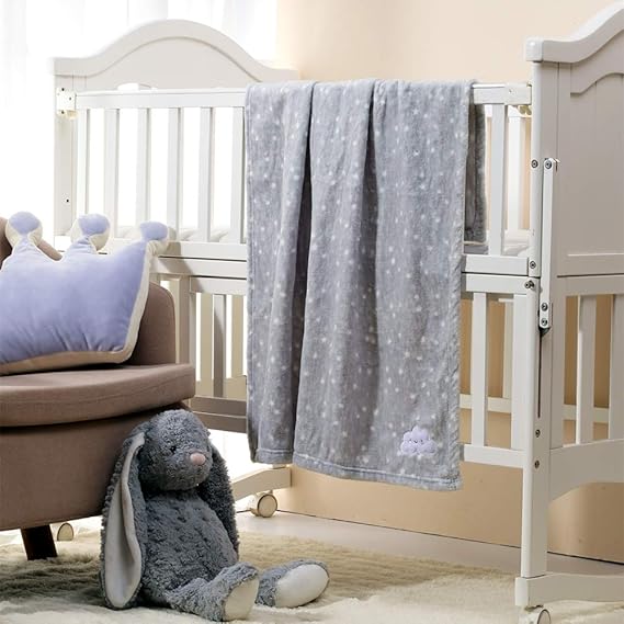 CREVENT 30''X40'' Cute Cozy Fluffy Warm Baby Blanket for Boys Infants Toddlers' Bedding Crib Cot Stroller, Baby Shower Birthday Newborn's Gift - Grey Cloud